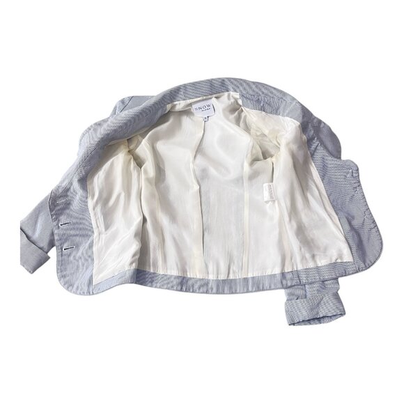 Snow from St. Barth Women's Suit Blue & White Stripes Pants & Jacket Size 36/38 - Picture 13 of 15